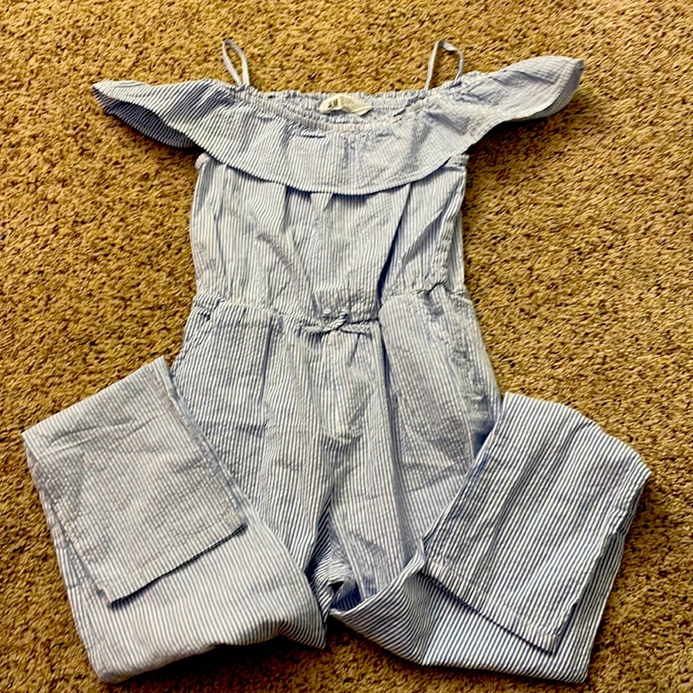 H&M kids blue striped jumpsuit